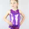 Purple Sparkle Sleeveless One Piece Girls Leotard For Gymnastics