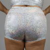 White Sparkle High Waisted Cheeky Shorts &#8211; Plus Size