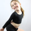 Matte Black Long Sleeve Crop Top Youth Girls