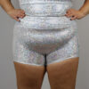 White Sparkle High Waisted Cheeky Shorts &#8211; Plus Size