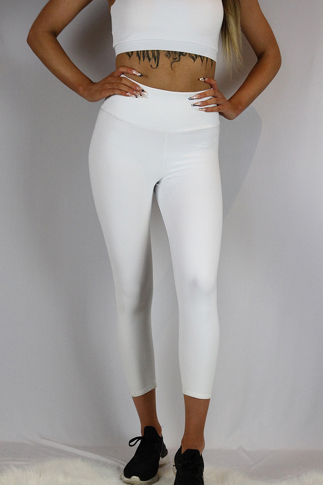Matte White 7/8 Length Leggings/Tights 