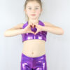 Purple Sparkle Crop Top Sports Bra Youth Girls