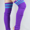 Football Extra long Stirr-up Knit Legwarmers Purple/Turq