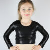 Black Sparkle Long Sleeve Crop Top Youth Girls