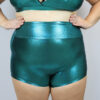 Jade Sparkle High Waisted Cheeky Shorts &#8211; Plus Size