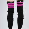 Football Extra long Stirr-up Knit Legwarmers Black/Pink