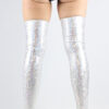 White Sparkle Extra long Stirr-up Spandex Legwarmers/ Knee High Socks