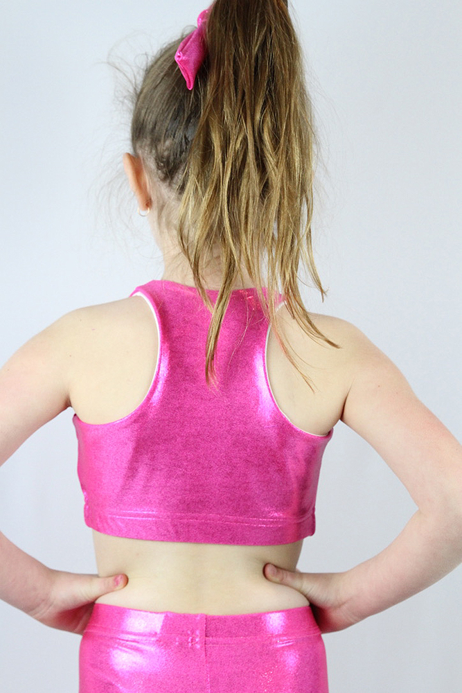 Pink Sparkle Crop Top Sports Bra Youth Girls