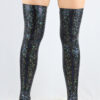 Black Shattered Extra long Stirr-up Spandex Legwarmers/ Knee High Socks