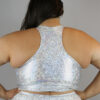 White Sparkle Long Line Racer Back Bra &#8211; Plus Size