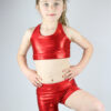 Red Sparkle Crop Top Sports Bra Youth Girls