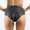 Black Shattered Mid Waisted BRAZIL Scrunchie Bum Shorts | Pole Wear