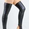 Black Shattered Extra long Stirr-up Spandex Legwarmers/ Knee High Socks