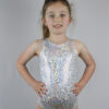 White Sparkle Sleeveless One Piece Girls Leotard For Gymnastics