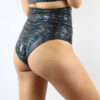 Black Shattered SUPER High Waisted BRAZIL Scrunchie Bum Shorts