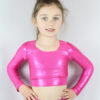 Pink Sparkle Long Sleeve Crop Top Youth Girls
