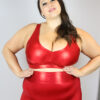Red Sparkle Sweet Scoop Sports Bra &#8211; Plus Size