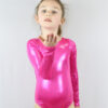 Pink Sparkle Long Sleeve One Piece Girls Leotard For Gymnastics