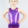 Purple Sparkle Sleeveless One Piece Girls Leotard For Gymnastics