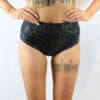 Black Shattered Mid Waisted BRAZIL Scrunchie Bum Shorts | Pole Wear