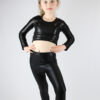 Black Sparkle Long Sleeve Crop Top Youth Girls