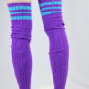 Football Extra long Stirr-up Knit Legwarmers Purple/Turq