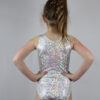 White Sparkle Sleeveless One Piece Girls Leotard For Gymnastics