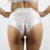 White Sparkle Mid Waisted BRAZIL Scrunchie Bum Shorts | Pole Wear