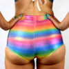 Rainbow Pride Sparkle High Waist Cheeky Shorts