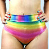 Rainbow Pride Sparkle Mid Waisted BRAZIL Scrunchie Bum Shorts | Pole Wear
