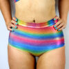 Rainbow Pride Sparkle High Waist Cheeky Shorts