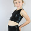 Black Sparkle Long Line Crop Top Youth Girls