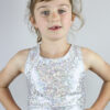 White Sparkle Long Line Crop Top Youth Girls