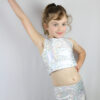 White Sparkle Long Line Crop Top Youth Girls