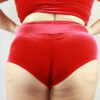Velveteratti Red High Waisted BRAZIL Scrunchie Bum Shorts &#8211; Plus Size