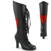 GLAM-243 Black Vegan Leather- Red Satin