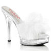 MAJESTY-501F-8 White Faux Leather-Fur/Clear