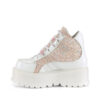 SLACKER-50 White Holographic Patent-Baby Pink Multi Glitter