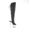 SPECTATOR-3019 Black Faxur Leather/Clear-Silver Chrome