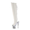 SPECTATOR-3019 White Faux Leather/Clear-Silver Chrome