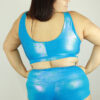 Aqua Sparkle High Waisted BRAZIL Scrunchie Bum Shorts &#8211; Plus Size | Pole Wear