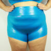 Aqua Sparkle High Waisted Cheeky Shorts &#8211; Plus Size