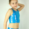 Aqua Sparkle Long Line Crop Top Youth Girls