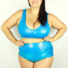 Aqua Sparkle High Waisted BRAZIL Scrunchie Bum Shorts &#8211; Plus Size | Pole Wear