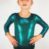 Jade Green Sparkle Long Sleeve One Piece Girls Leotard For Gymnastics