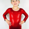 Red Sparkle Long Sleeve One Piece Girls Leotard For Gymnastics