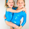 Girls Aqua Blue Sparkle Sleeveless One Piece Leotard For Gymnastics