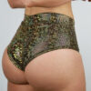 Gold Shattered Mid Waisted BRAZIL Scrunch Bum Shorts | Pole Wear