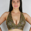 Gold Shattered Push Up Plunge Sports Bra