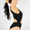 Matte Black Twisty Leotard Bodysuit